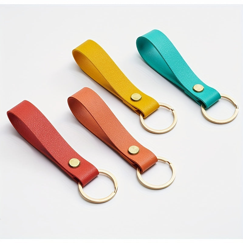 Stylish Leather Keychain For Men Solid Concise Key Chain Keyring
