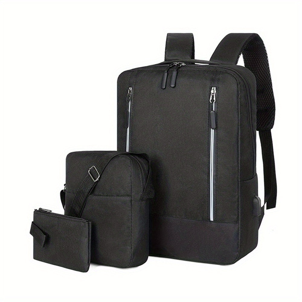3pcs Backpack Crossbody Bag And Pen Bag Set Men's Three piece Computer Bag