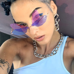 Dragonfly Wings Sunglasses Gradient Lens Funny Catwalk Steampunk