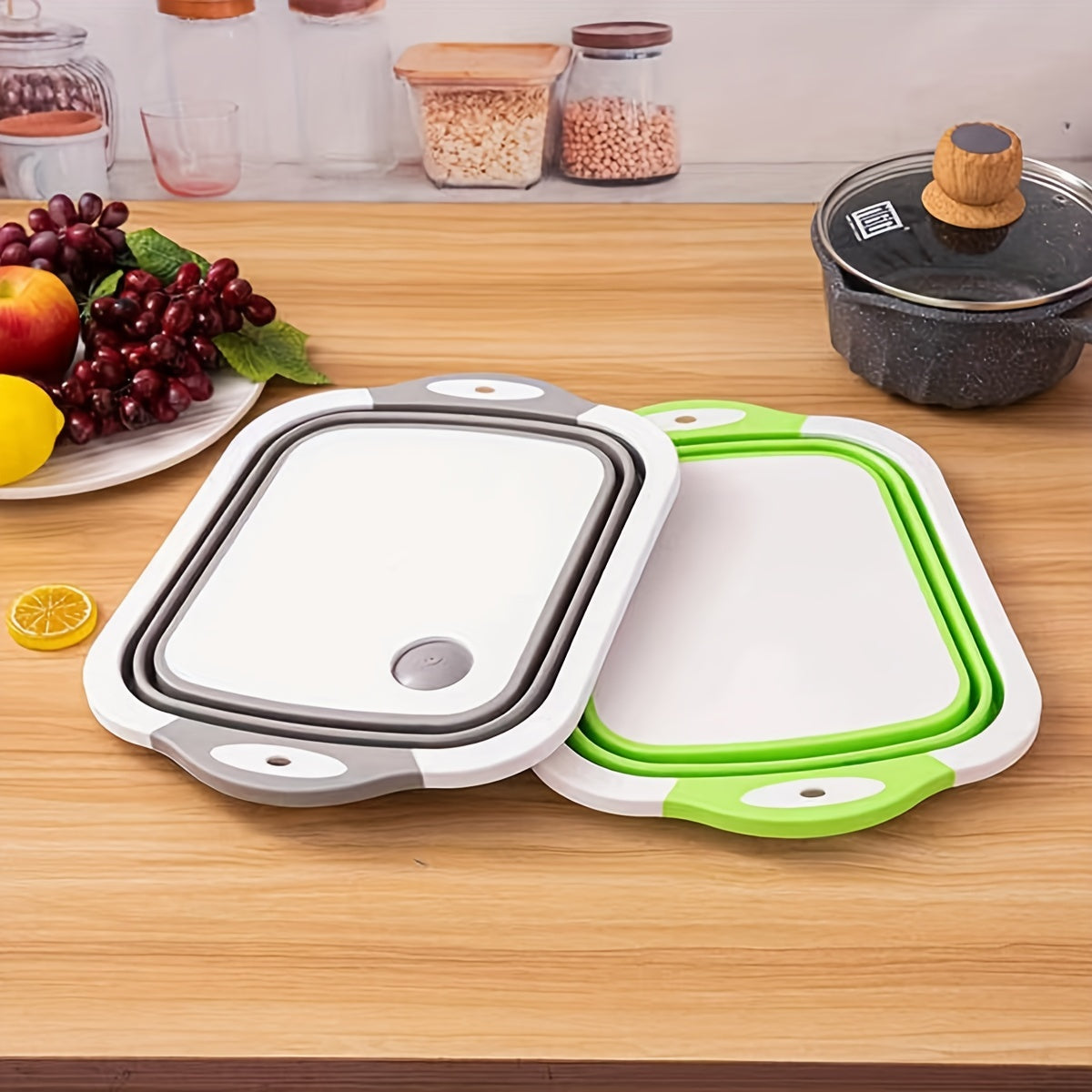 Folding Cutting Board with Sink Drain Basket