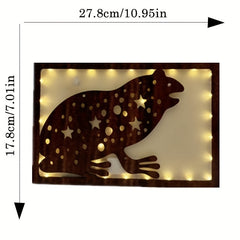 LED Frog Wooden Carving Creative Light Retro Wooden Hanging Tag