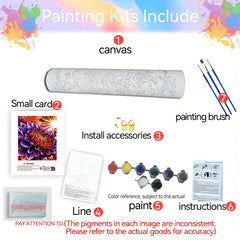 DIY Painting by Numbers Kit Purple Flowers for Beginners