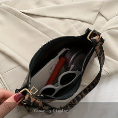 Animal Print Shoulder Bag Zipper PU Leather Versatile Crescent Bag