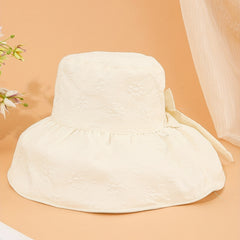 Embossed Wide Brim Sun Hat UV Protection Large Bucket Hat