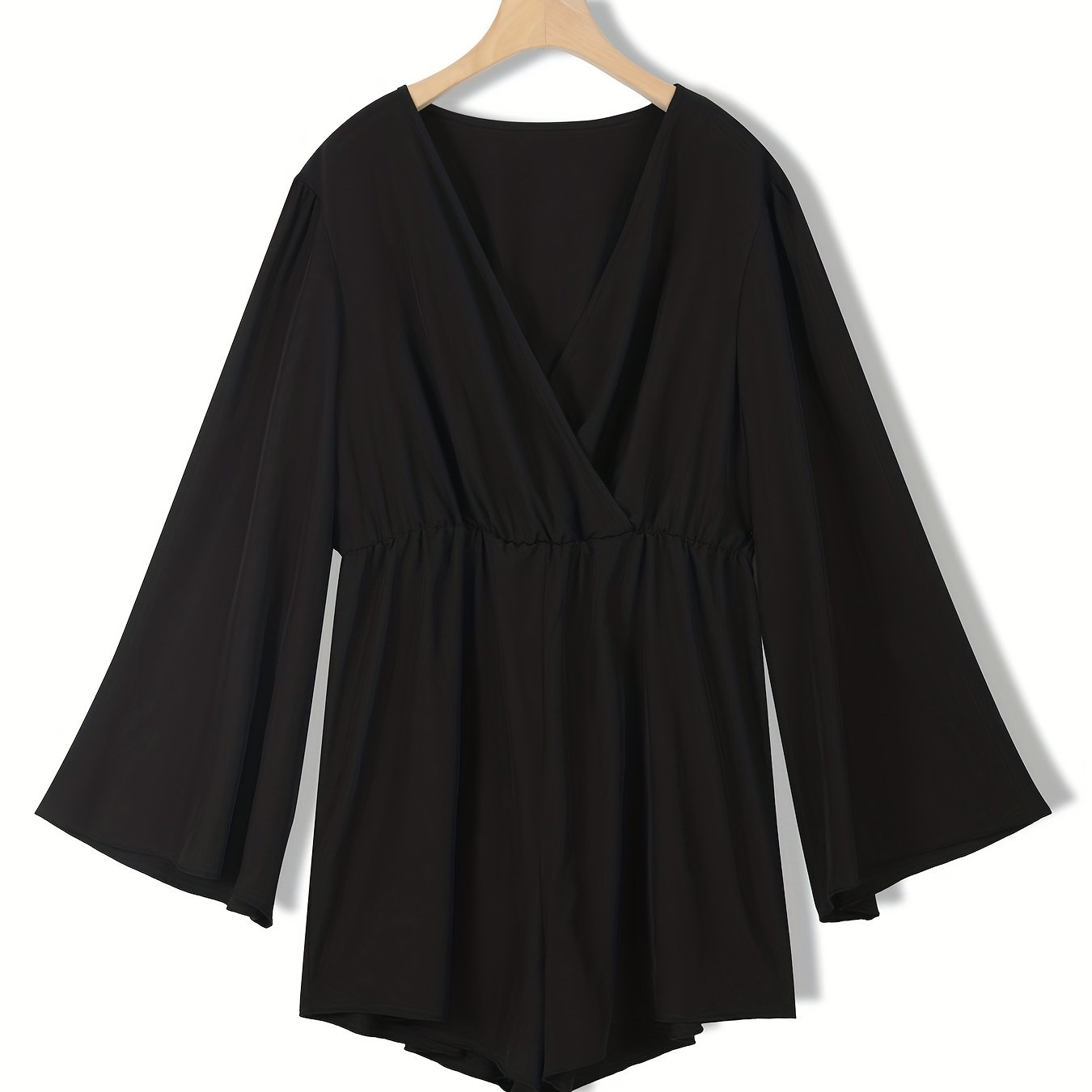  Romper Women's Plus Solid Long Sleeve Loose Fit Romper