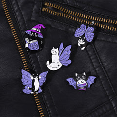 Enamel Butterfly Cat Brooch Women's Animal Pins Kitten Jewelry