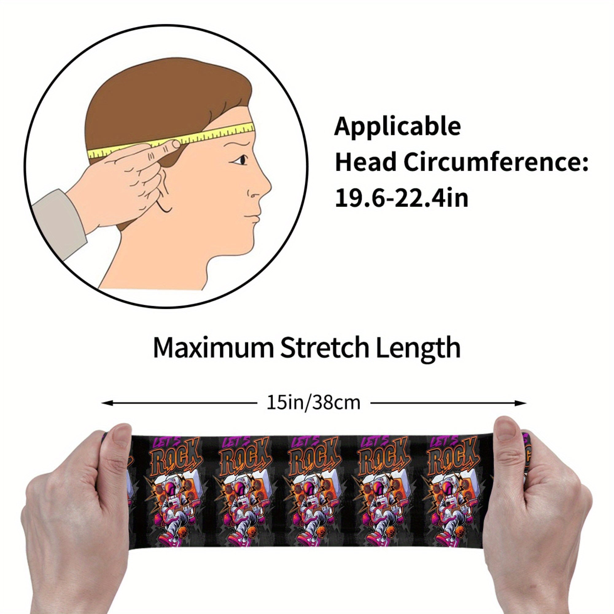 Astronaut Rocker Headband Sweat Wicking Stretchy Polyester