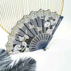 Women's Lace Floral Pattern Fan Chinese Style Costume Cheongsam Accessories