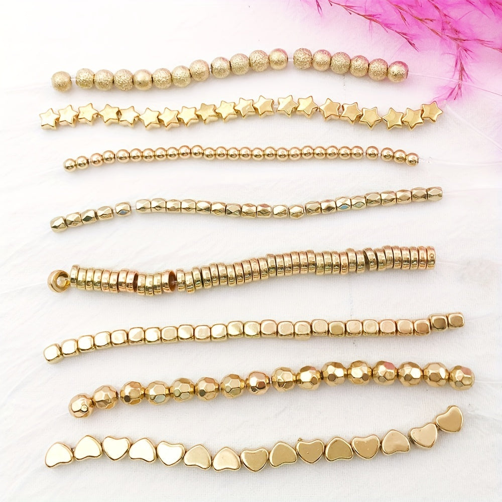 Gold Spacer Beads for DIY Jewelry Making - 100-400pcs Heart Star Round Square