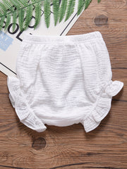 Baby Girls Ruffle Trim Shorts, Elastic Waist