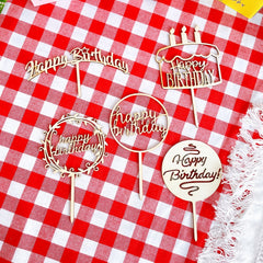 Wooden Cake Decor Party Tassel Stand Cake Sticker