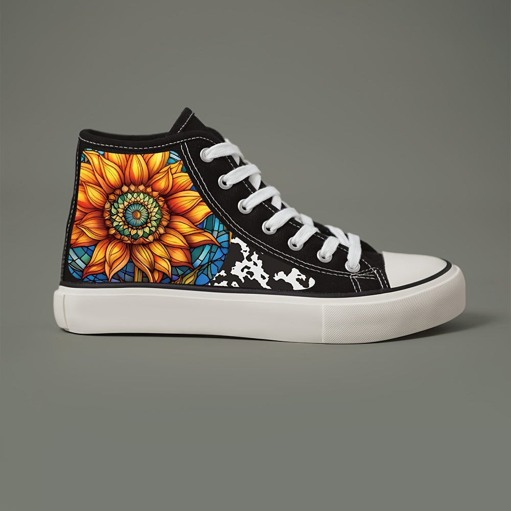 Flower Print Chunky Canvas Sneakers