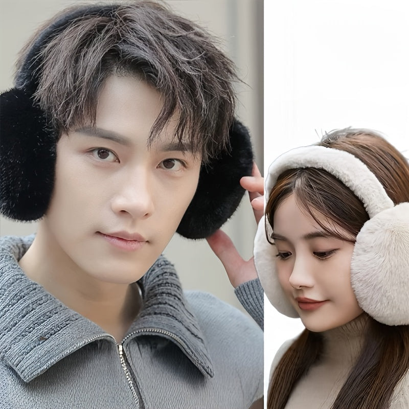 2pcs Soft Winter Fur Earmuffs Foldable Portable Storage