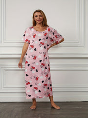 Cherry & Heart Print Sleep Dress