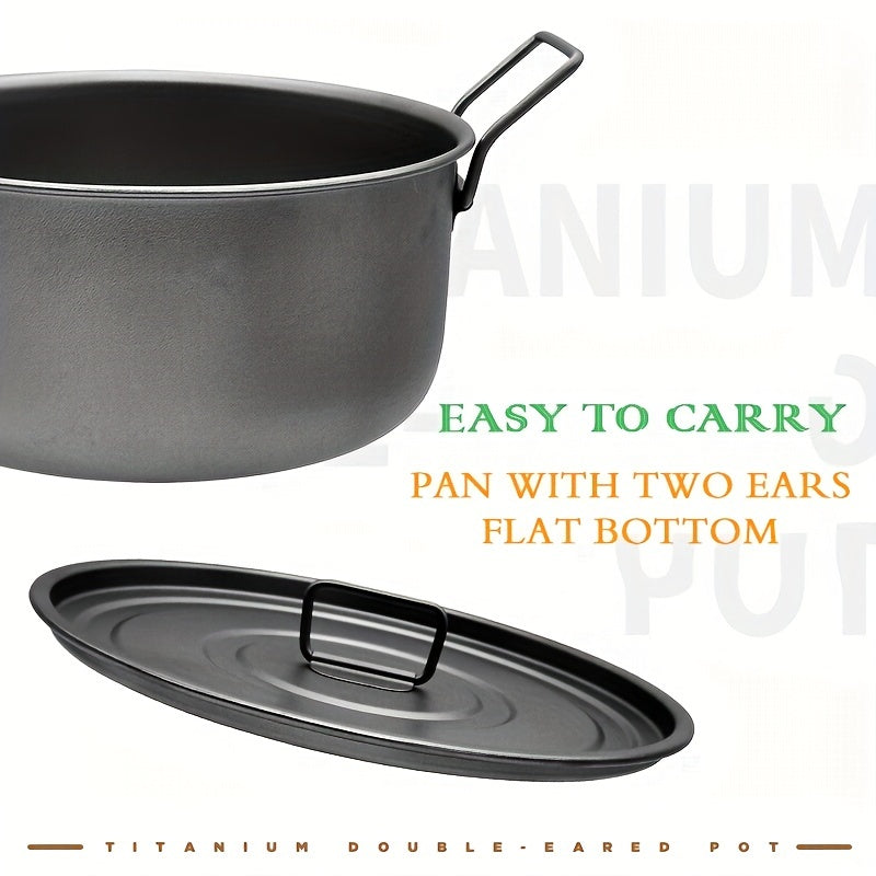 9L Titanium Pot with Foldable Handle & Lid for Camping - Outdoor Tableware