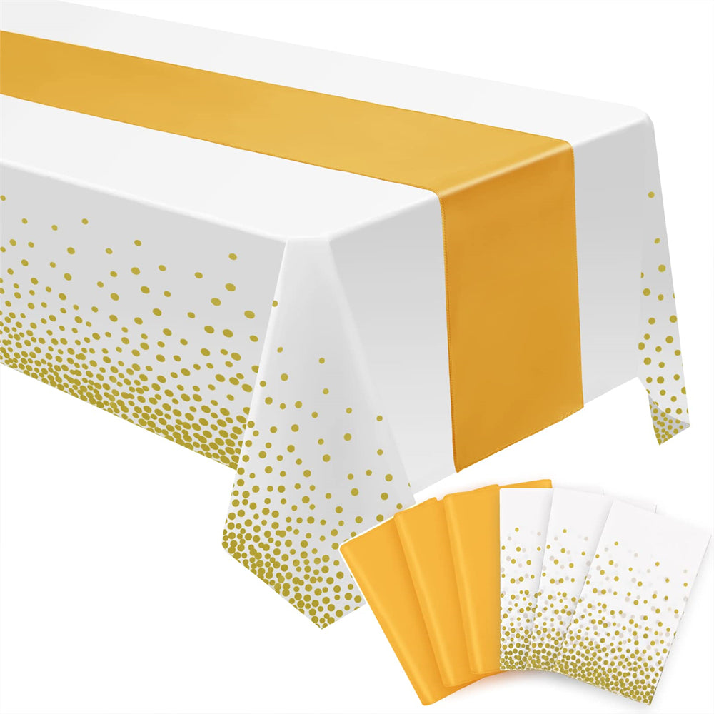 3pcs Disposable Golden Satin Silk Tablecloth