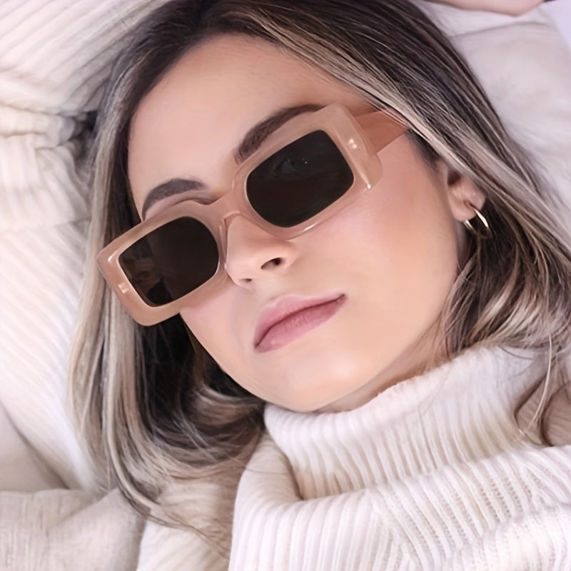Rectangle Frame Sunglasses Jelly Gradient Lens Minimalist Eyewear