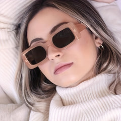 Rectangle Frame Sunglasses Jelly Gradient Lens Minimalist Eyewear