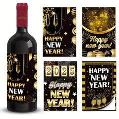 8pcs Wine Bottle Stickers - Year Celebration Adhesive Labels