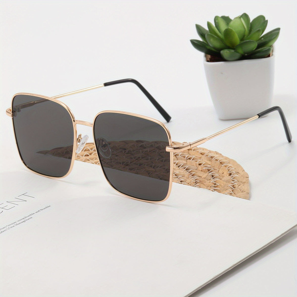 Square Metal Sunglasses UV400 Anti Glare for Driving