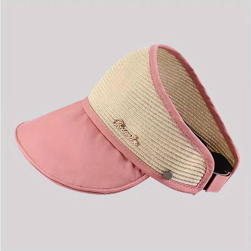 Backless Ponytail Visor Hat Wide Brim UV Protection Sun Hat