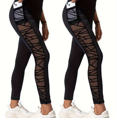 2pcs Mesh Shaping Pants Tummy Control Compression Slimming Pants Women
