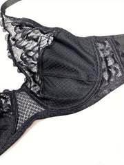  Bra Women's Plus Solid Contrast Lace Medium Stretch Bralette