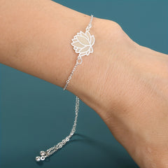 Luminous Lotus Thin Chain Bracelet Gift For Women Daily Wear