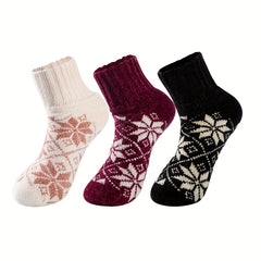 2 Pairs Floral Print Socks Comfy & Warm Mid Tube Women's Stockings