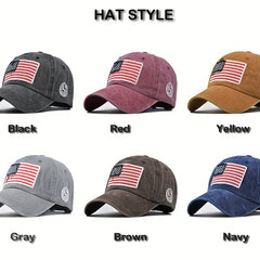 Flag Embroidery Baseball Cap Distressed Sports Hat Adjustable Sunscreen