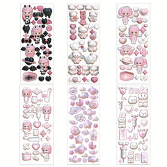 Moon Rabbit 3D Love Heart Star Stickers Set