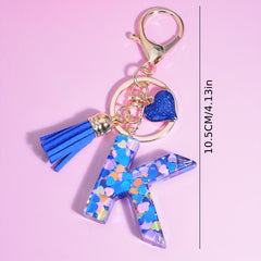 Initial Letter Keychain Sequins Key Chain Purse Bag Backpack Car Key Charm