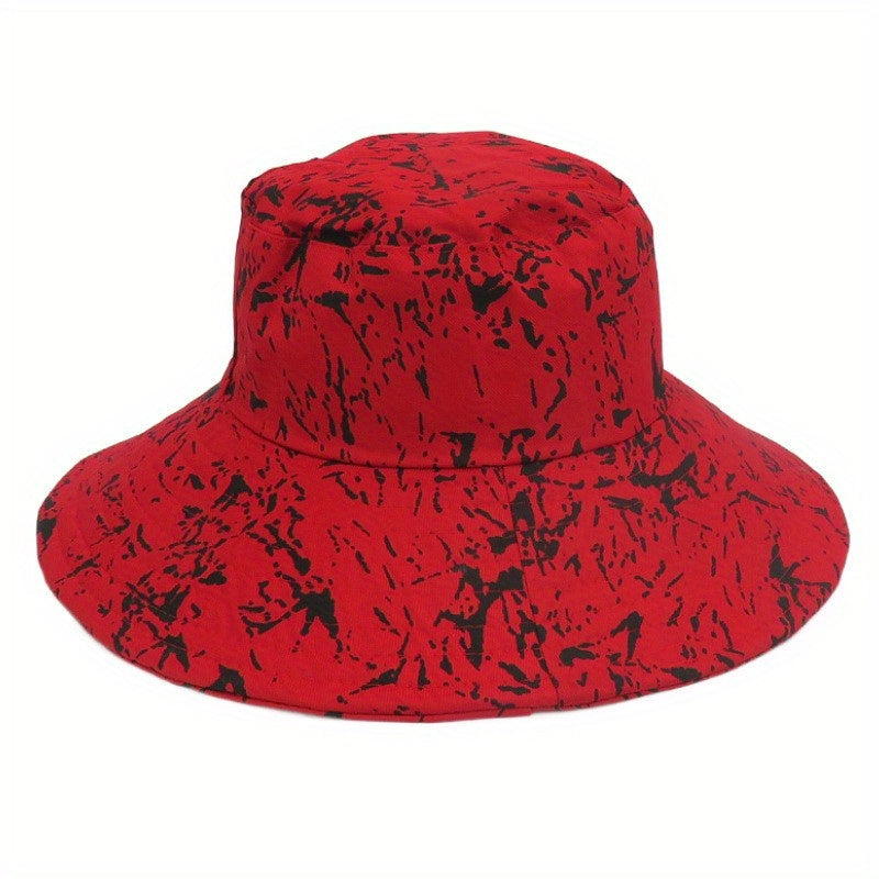 Tie Dye Print Sun Hat Solid Cotton Bucket Hat Casual Outdoor UV Protection Booni