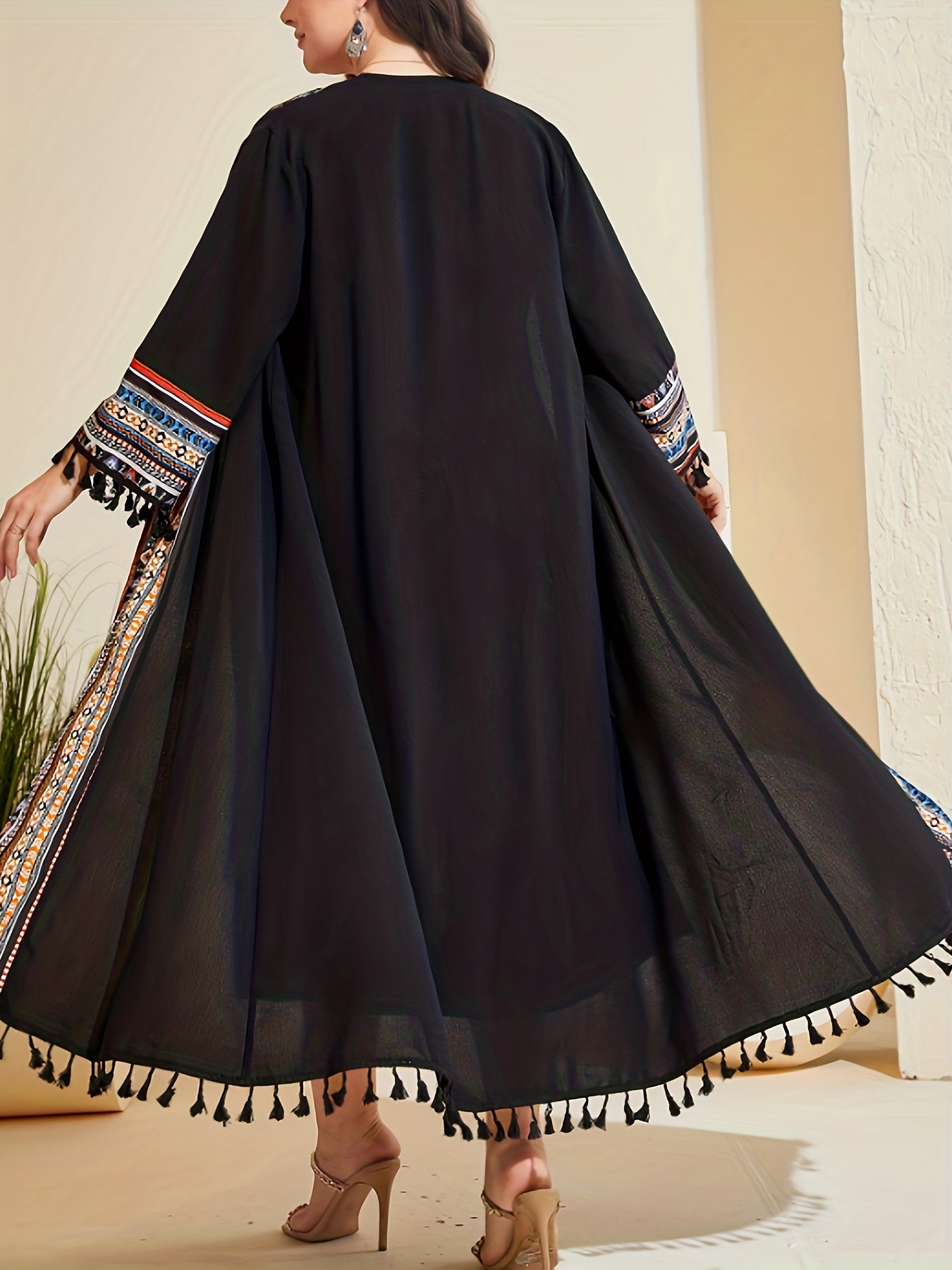 Boho Tank Dress & Geo Print Cardigan Two Piece Set