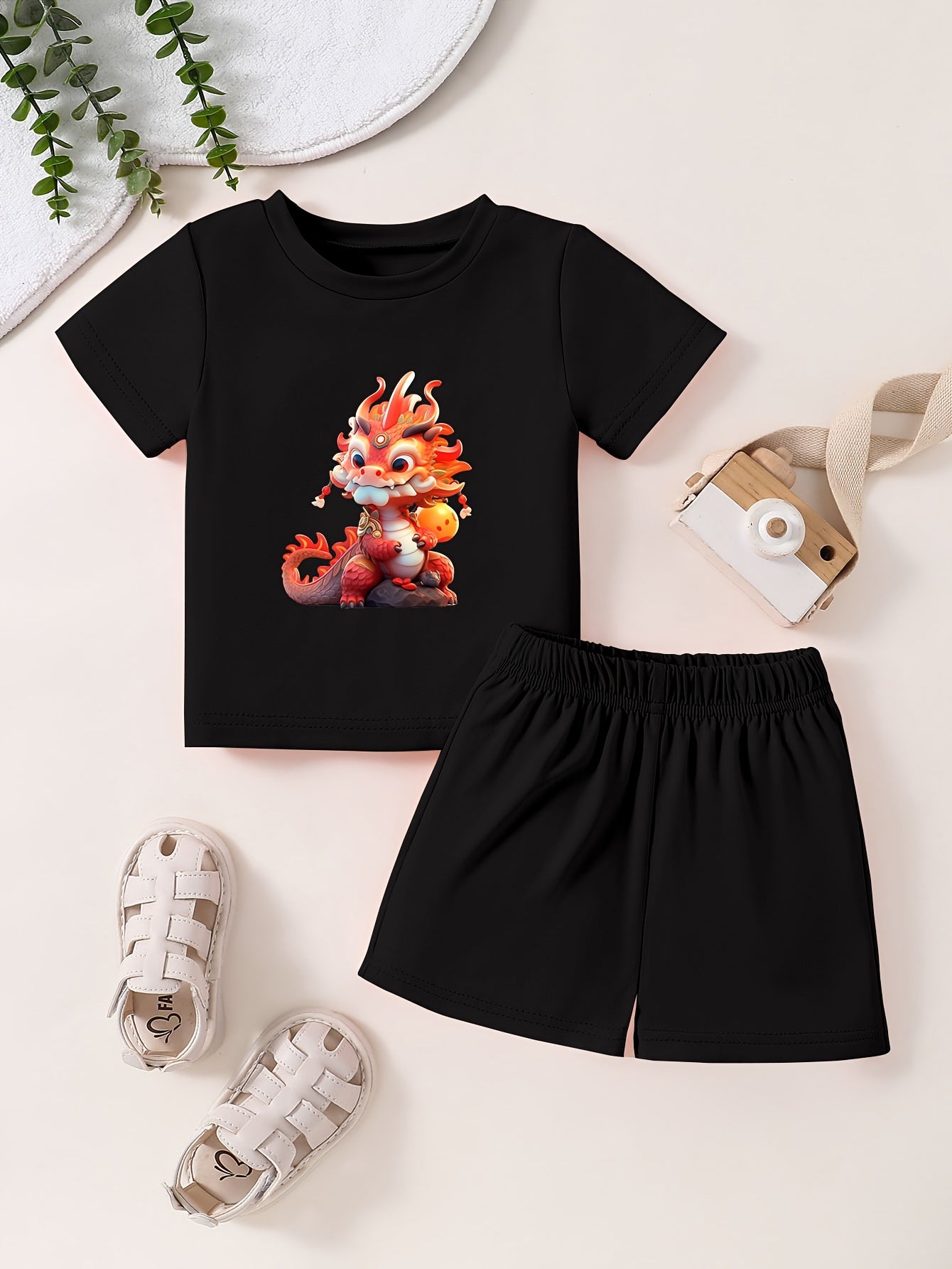 Toddler Cartoon Pattern T-shirt & Shorts Set