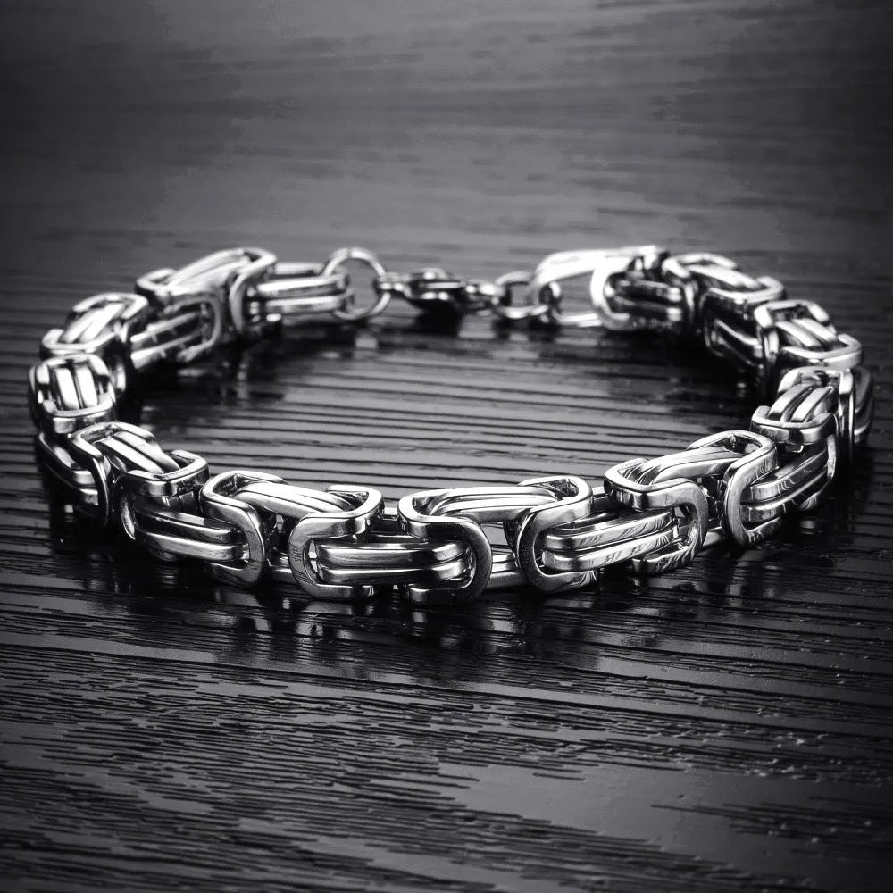 304 Stainless Steel Mens Byzantine Chain Plated Jewelry Set