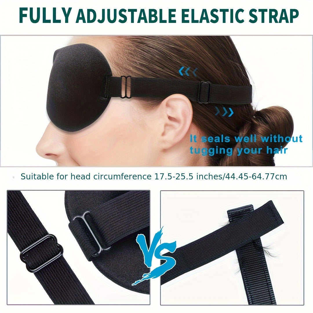3D Contoured Sleep Eye Mask Soft Blindfold Adjustable Strap