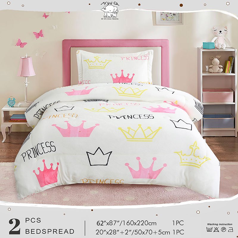 Kids Winter Crown Digital Printing Quilt Cover Set - 2pcs
