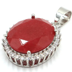 6g 925 Sterling Silver Pendant Pink Morganite Green Tsavorite Garnet Red Ruby CZ