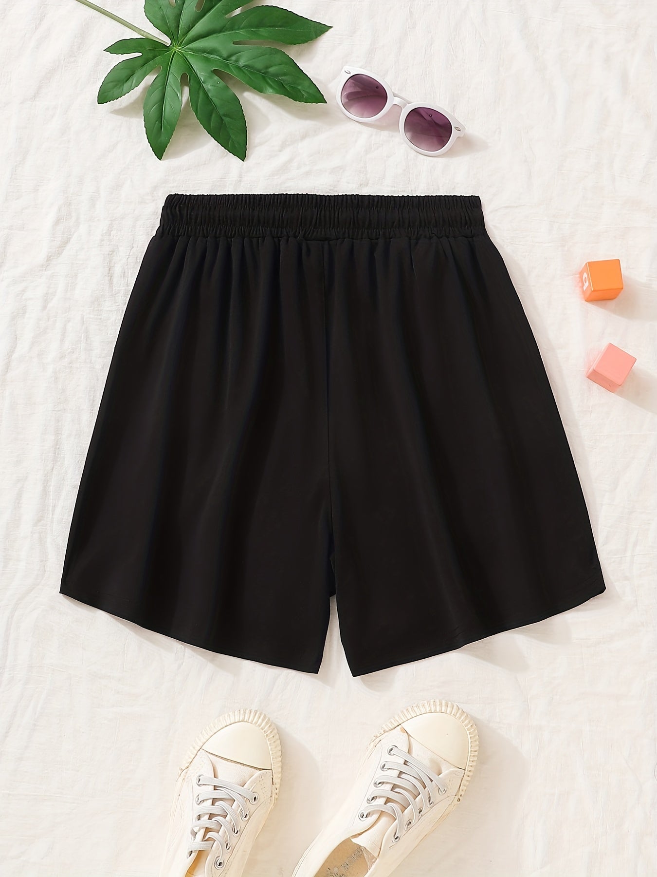 Girls Letter Graphic Drawstring Waist Loose Casual Sports Shorts