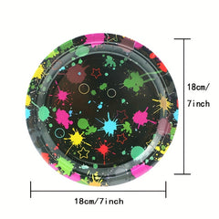 20pcs Neon Glow Party Plates Fluorescent Tableware