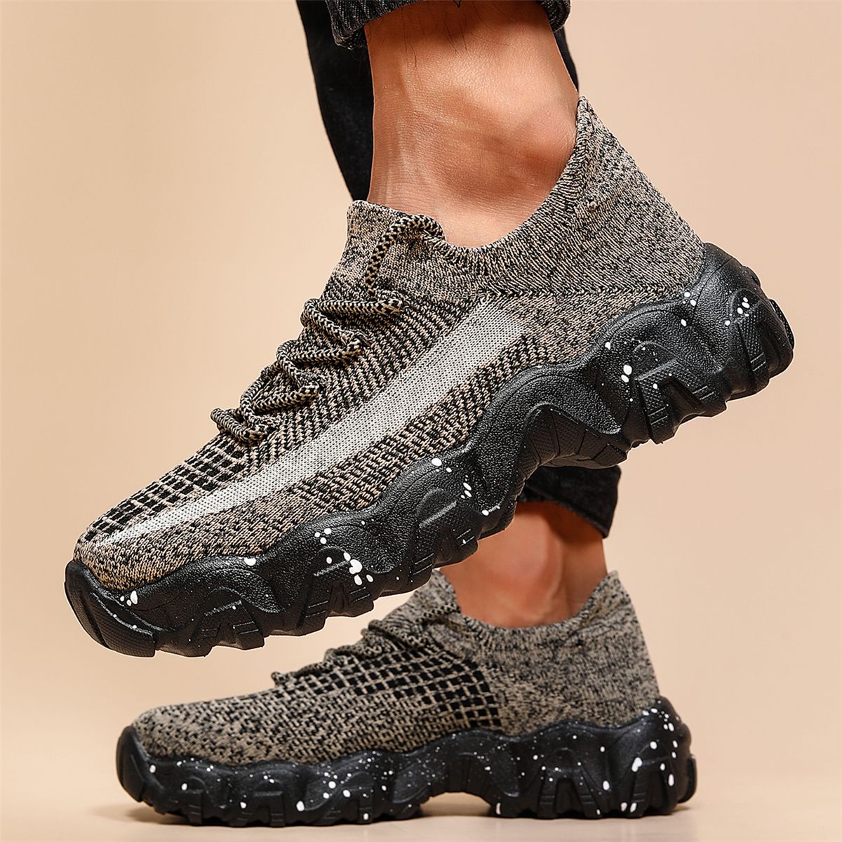 Men's Comfortable Lace Sneakers Casual Sock Elevator Shoes