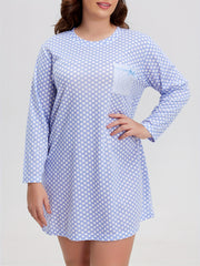  Polka Dot Print Striped Tee Sleep Dress