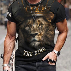 Men's Lion King Graphic Tee Slightly Stretch Breathable Shirt for Outdoor