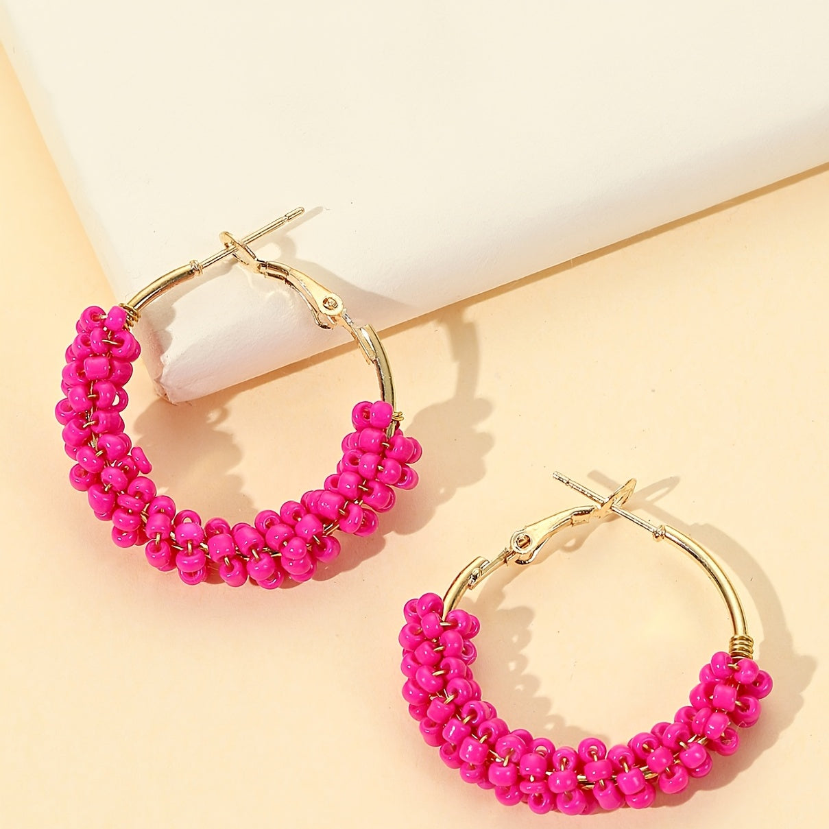 Ethnic Style Red Hoop Earrings Jewelry Gift
