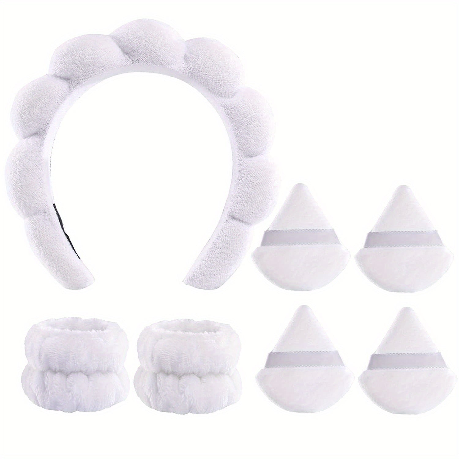 7 Pcs Spa Hair Accessories Headband Makeup Sponge Wristband for Women