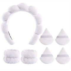 7 Pcs Spa Hair Accessories Headband Makeup Sponge Wristband for Women