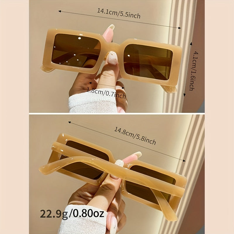 Y2K Rectangle Jelly Sunglasses UV400 Sun Shades