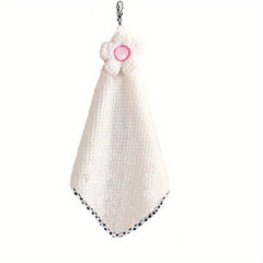 Coral Fleece Floral Hand Towel for Kitchen and Toilet