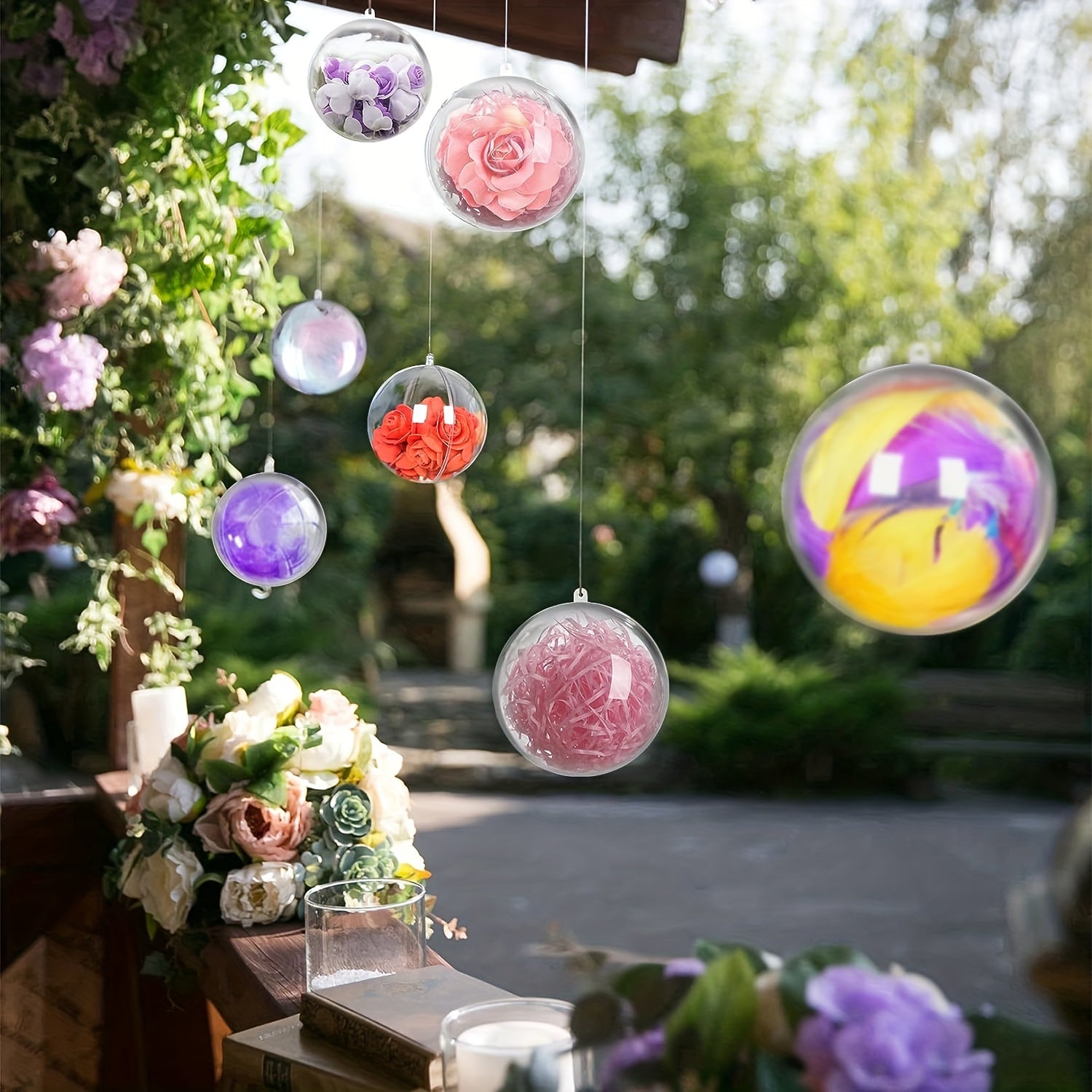 10 Clear Plastic Fillable Christmas Ornaments DIY Crafts Balls Kit